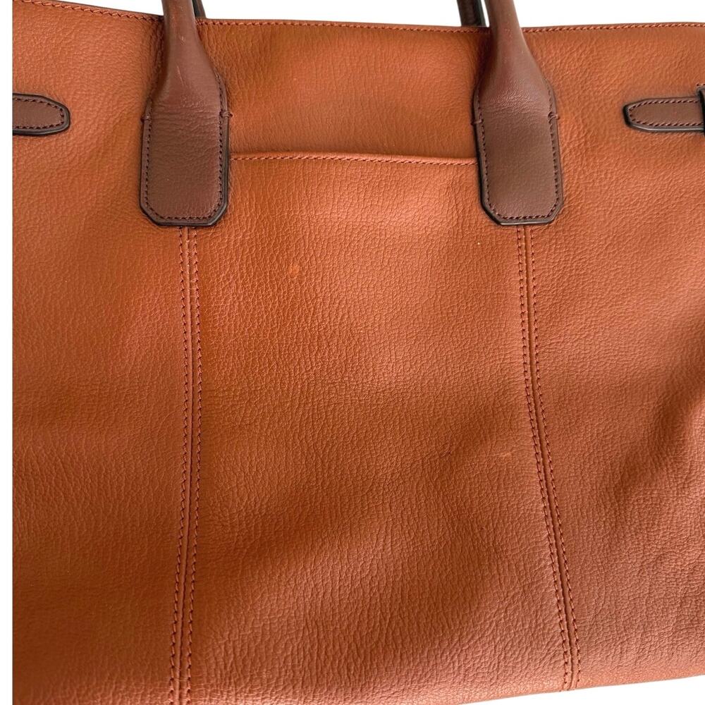 Cole Haan brown pebbled leather satchel tote belted detail - Picture 15 of 16